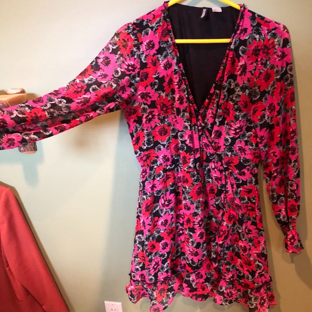 Long sleeve flowered dress